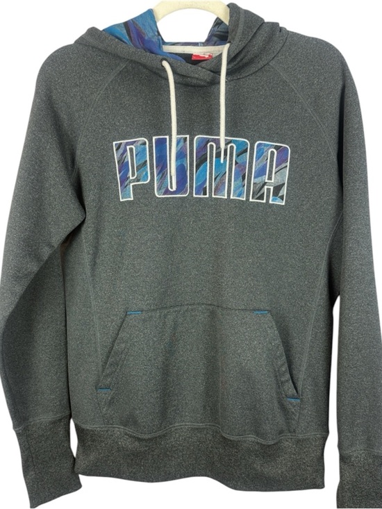 Puma Tops - Puma Warm Cell Technical Pullover Hoodie - Heather Charcoal & Blue Women's Large